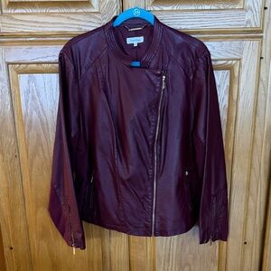Calvin Klein Women's Deep Burgundy Leather Jacket